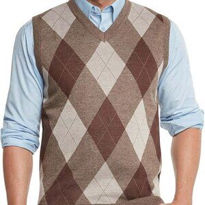 NWT 2XL Leonardo Gavino Brown Argyle Sweater Vest Men’s Pullover Classic Knit